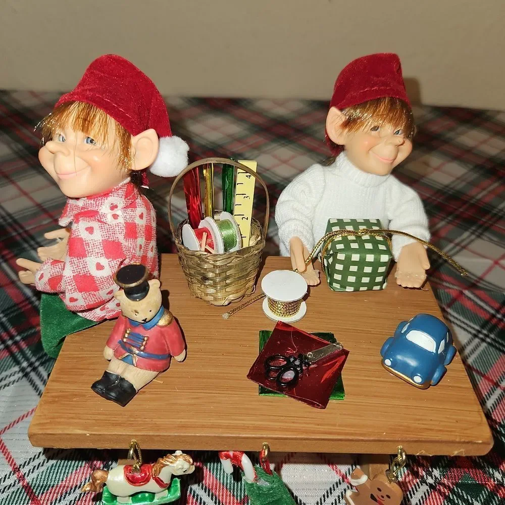 Karen Didion Originals Collectible Festive Elf Figurine Set Holiday Decor